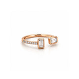 14K Gold Open Alternating Emerald Bezel Diamond Enamel Band