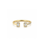 14K Gold Open Emerald Bezel Diamond Band