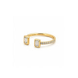 14K Gold Open Emerald Bezel Diamond Band