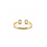 14K Gold Open Emerald Bezel Diamond Band