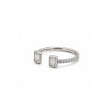 14K Gold Open Emerald Bezel Diamond Band