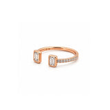 14K Gold Open Emerald Bezel Diamond Band