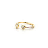 14K Gold Open Heart and Pear Bezel Diamond Enamel Band