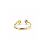 14K Gold Open Heart and Pear Bezel Diamond Enamel Band