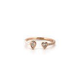 14K Gold Open Heart and Pear Bezel Diamond Enamel Band