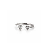 14K Gold Open Heart and Pear Bezel Diamond Enamel Band