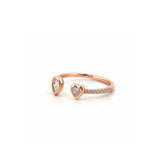 14K Gold Open Heart and Pear Bezel Diamond Enamel Band