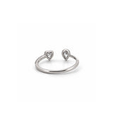 14K Gold Open Heart and Pear Bezel Diamond Enamel Band