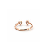 14K Gold Open Heart and Pear Bezel Diamond Enamel Band