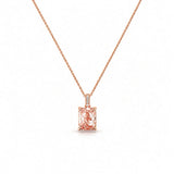 14K Gold Lab Grown Cushion Pink Diamond Under Halo Pendant Necklace