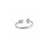 14K Gold Open Emerald and Oval Bezel Diamond Band