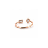 14K Gold Open Emerald and Oval Bezel Diamond Band