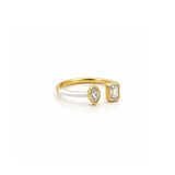 14K Gold Open Marquise and Emerald Bezel Diamond Enamel Band