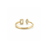 14K Gold Open Marquise and Emerald Bezel Diamond Enamel Band