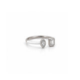 14K Gold Open Marquise and Emerald Bezel Diamond Enamel Band