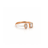 14K Gold Open Marquise and Emerald Bezel Diamond Enamel Band