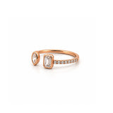 14K Gold Open Marquise and Emerald Bezel Diamond Enamel Band