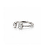 14K Gold Open Marquise and Emerald Bezel Diamond Enamel Band