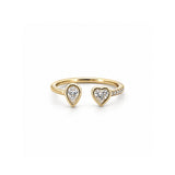 14K Gold Open Pear and Heart Bezel Diamond Band