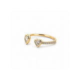 14K Gold Open Pear and Heart Bezel Diamond Band