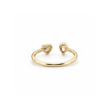 14K Gold Open Pear and Heart Bezel Diamond Band