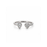 14K Gold Open Pear and Heart Bezel Diamond Band