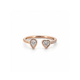14K Gold Open Pear and Heart Bezel Diamond Band