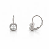 14K Gold Lab Grown Cushion Diamond Bezel Huggie Earrings