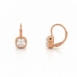 14K Gold Lab Grown Cushion Diamond Bezel Huggie Earrings