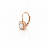 14K Gold Lab Grown Cushion Diamond Bezel Huggie Earrings