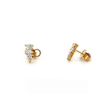14K Gold Lab Grown Diamond Three Pear Cluster Stud Earrings