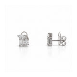 14K Gold Lab Grown Tri Stone Cluster Diamond Stud Earrings