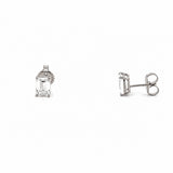 14K Gold Lab Grown Emerald Cut Basket Set Diamond Stud Earrings