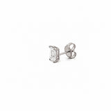 14K Gold Lab Grown Emerald Cut Basket Set Diamond Stud Earrings