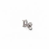 14K Gold Lab Grown Emerald Cut Basket Set Diamond Stud Earrings
