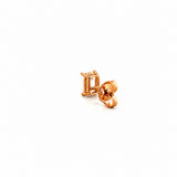 14K Gold Lab Grown Emerald Cut Basket Set Diamond Stud Earrings
