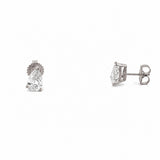 14K Gold Lab Grown Pear Cut Basket Set Diamond Stud Earrings