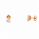 14K Gold Lab Grown Pear Cut Basket Set Diamond Stud Earrings