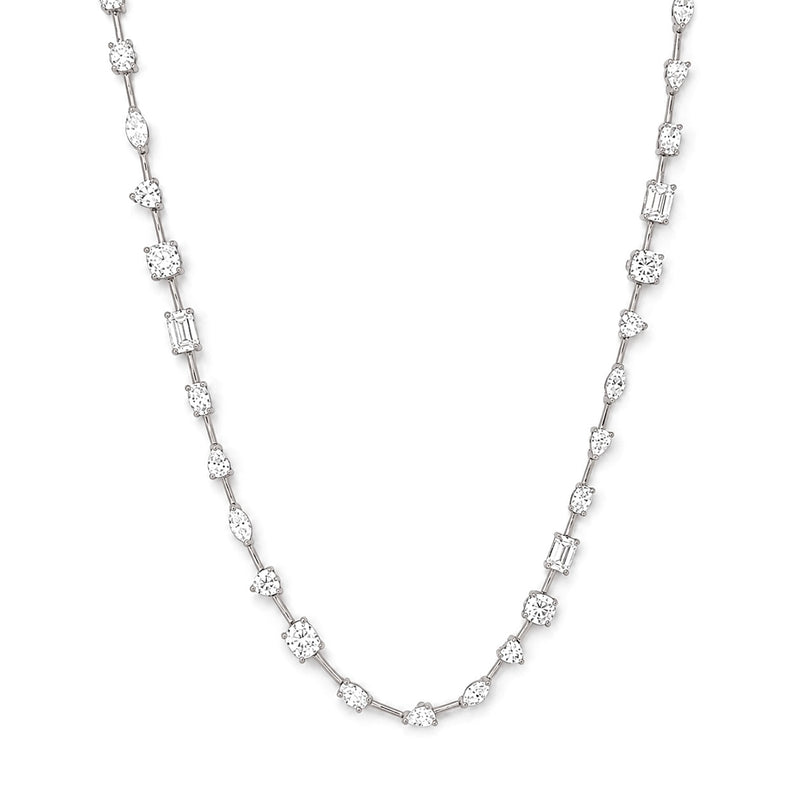 14K Gold Spaced Multi Shape Lab Grown Diamond Necklace