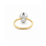 14K Two Tone Gold Eight Prong Lab Grown Oval Diamond Bezel Solitaire Engagement Ring