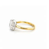 14K Two Tone Gold Eight Prong Lab Grown Cushion Diamond Bezel Solitaire Engagement Ring
