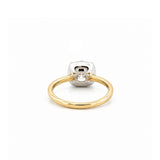 14K Two Tone Gold Eight Prong Lab Grown Cushion Diamond Bezel Solitaire Engagement Ring