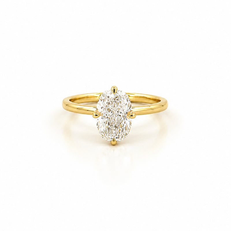 14K Gold Lab Grown Elongated Cushion Diamond Solitaire Engagement Ring
