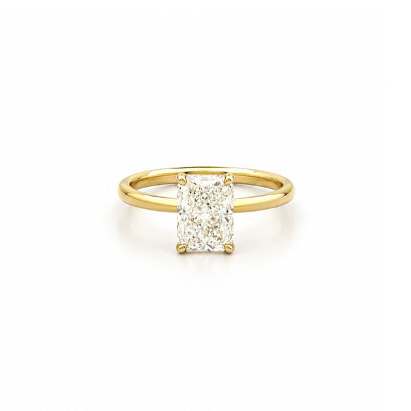 14K Gold Lab Grown Radiant Diamond Floral Solitaire Engagement Ring