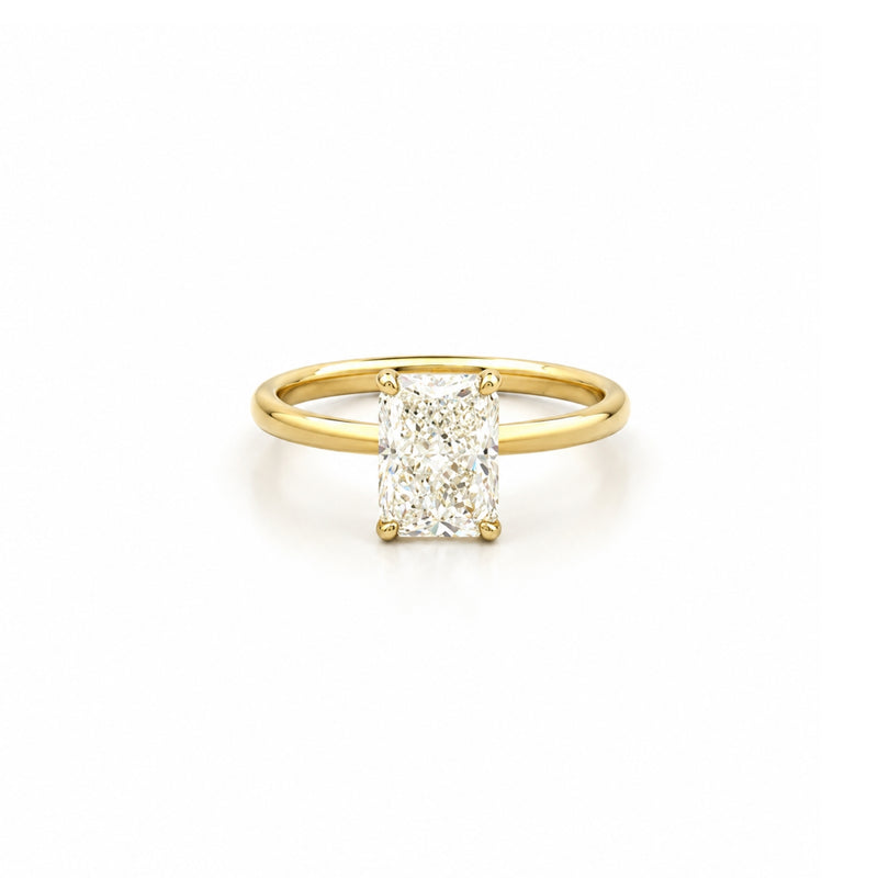 14K Gold Lab Grown Radiant Diamond Floral Solitaire Engagement Ring