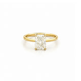 14K Gold Lab Grown Radiant Diamond Floral Solitaire Engagement Ring