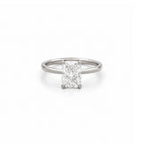 14K Gold Lab Grown Radiant Diamond Floral Solitaire Engagement Ring