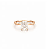 14K Gold Lab Grown Radiant Diamond Floral Solitaire Engagement Ring