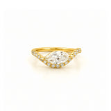 14K Gold Lab Grown Marquise Diamond Curved Band