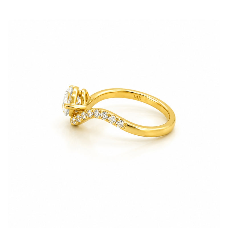 14K Gold Lab Grown Marquise Diamond Curved Band